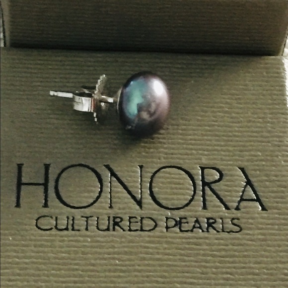 NWT Honora 7mm Black Freshwater Pearl Earrings - Picture 6 of 6